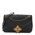 Lambskin Chevron Quilted Small Pyramid CC Flap Black