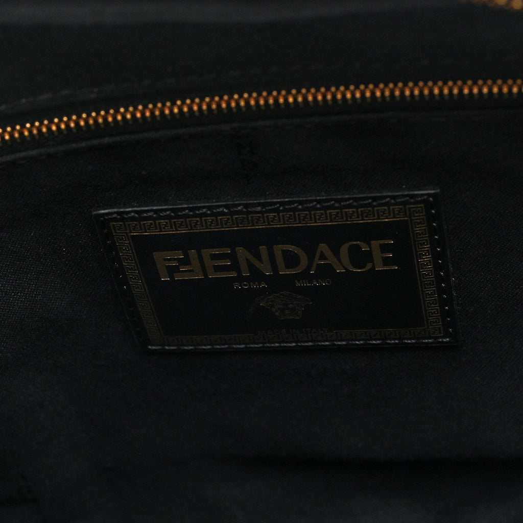 X VERSACE Nylon Cuoio Romano Fendace FF Baroque Belt Bag Black Gold