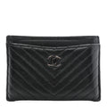 Lambskin Chevron Quilted  Holder Black
