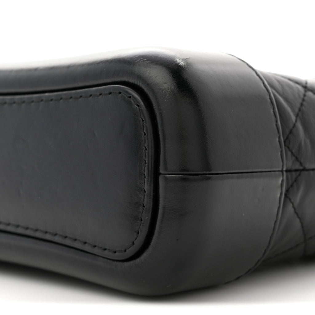 Aged Calfskin Quilted Small Gabrielle Hobo Black