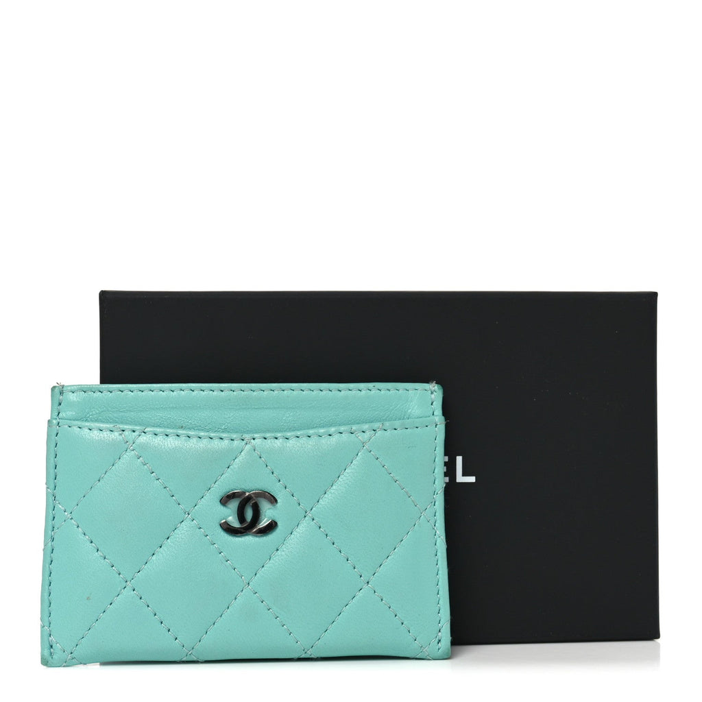 Lambskin Quilted  Holder Turquoise