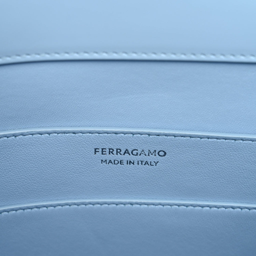 Brushed Calfskin North South Wanda Top Handle Bag Sky Blue