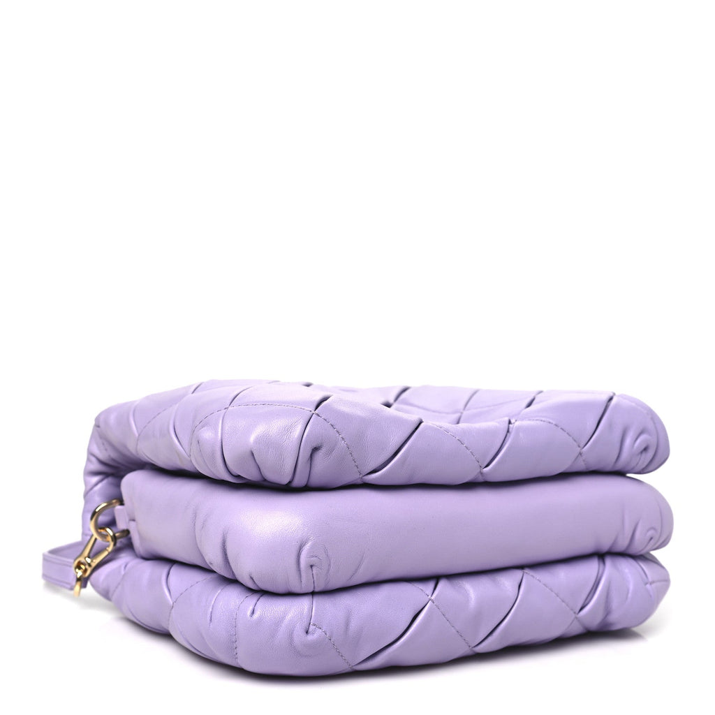 Lambskin Pleated Goya Puffer Bag Light Mauve
