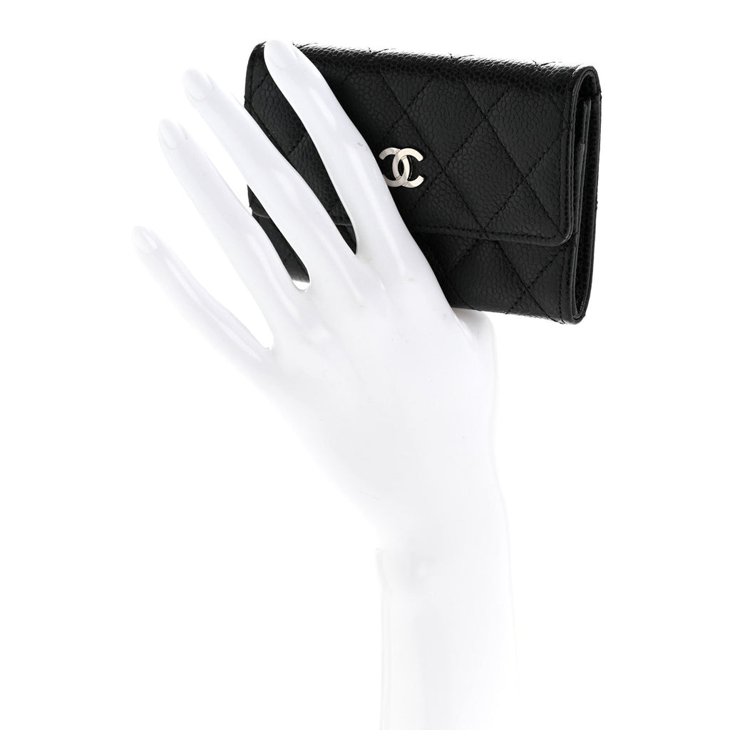 Caviar Quilted Flap  Holder Black