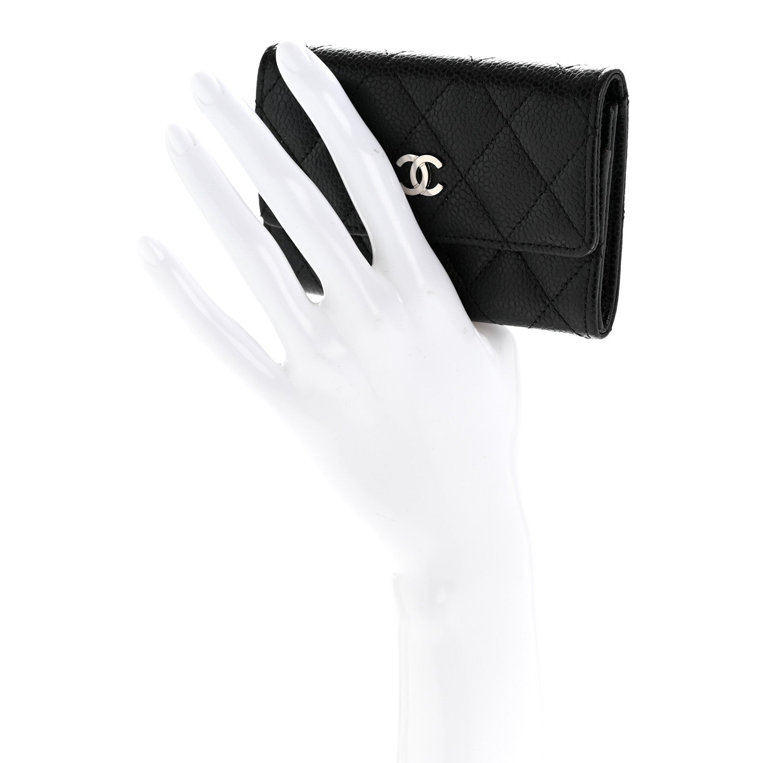 Caviar Quilted Flap  Holder Black