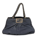 Crinkled Lambskin Mia Tote Blue