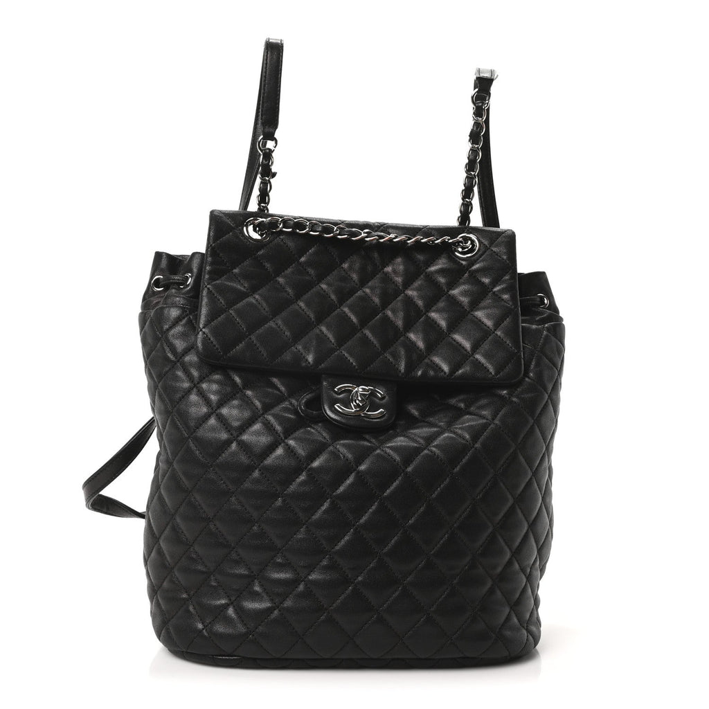 Calfskin Quilted Large Urban Spirit Backpack Black