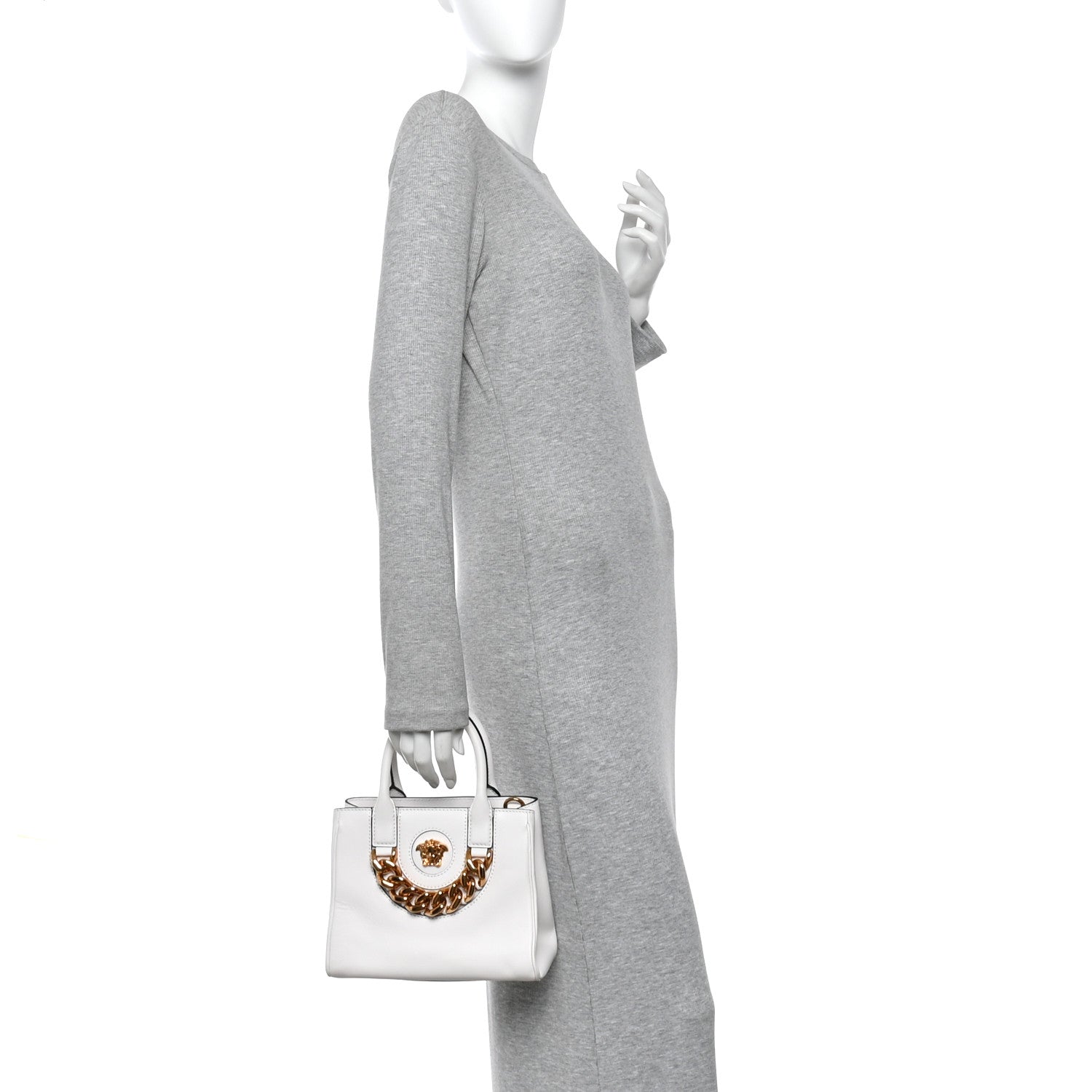 Grained Calfskin Small La Medusa Chain White