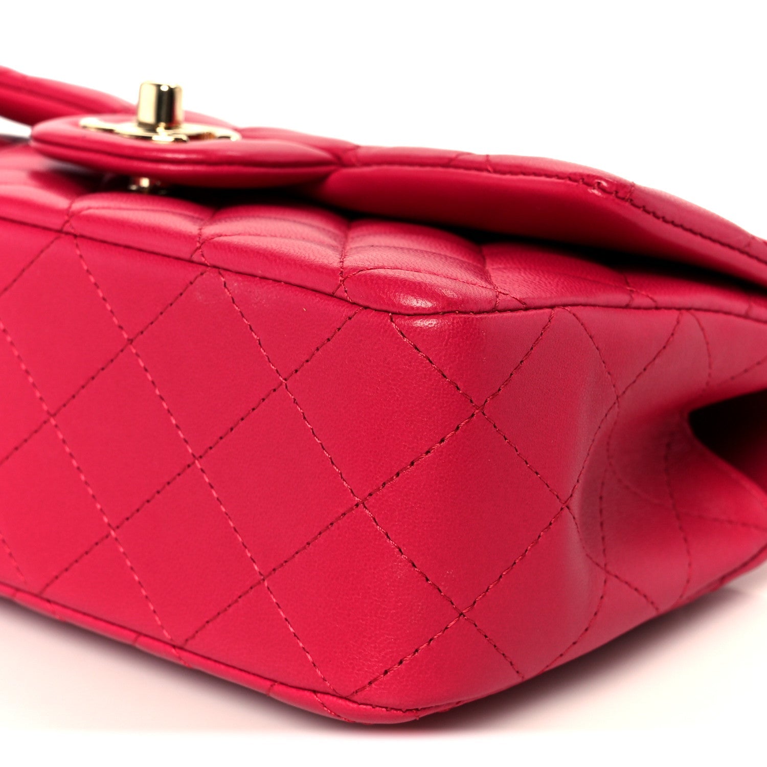 Lambskin Quilted Mini Top Handle Rectangular Flap Fuchsia