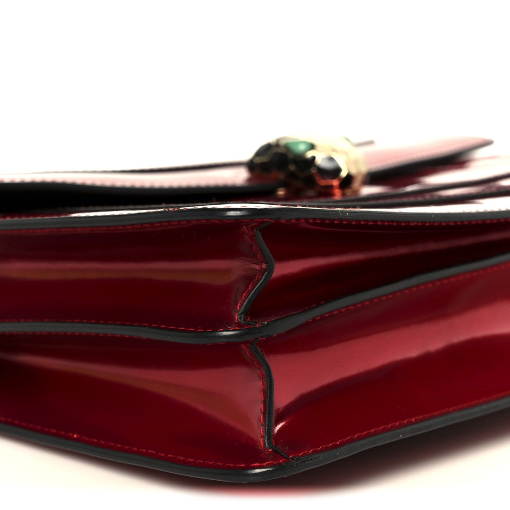 Metallic Calfskin Serpenti Forever Shoulder Bag Red