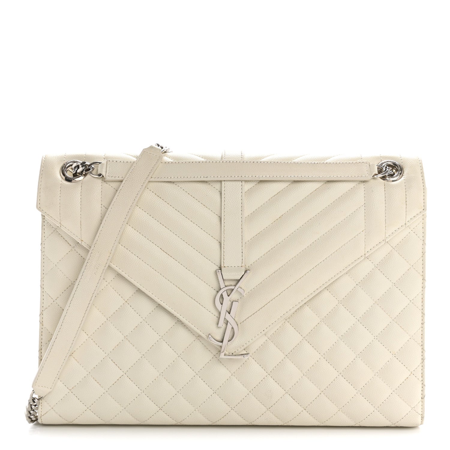 Grain De Poudre Textured Mixed Matelasse Large Triquilt Monogram Satchel Porcellana
