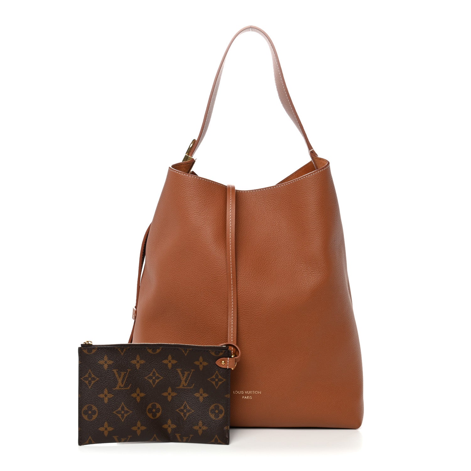 Grained Calfskin Low Key Hobo MM Cognac