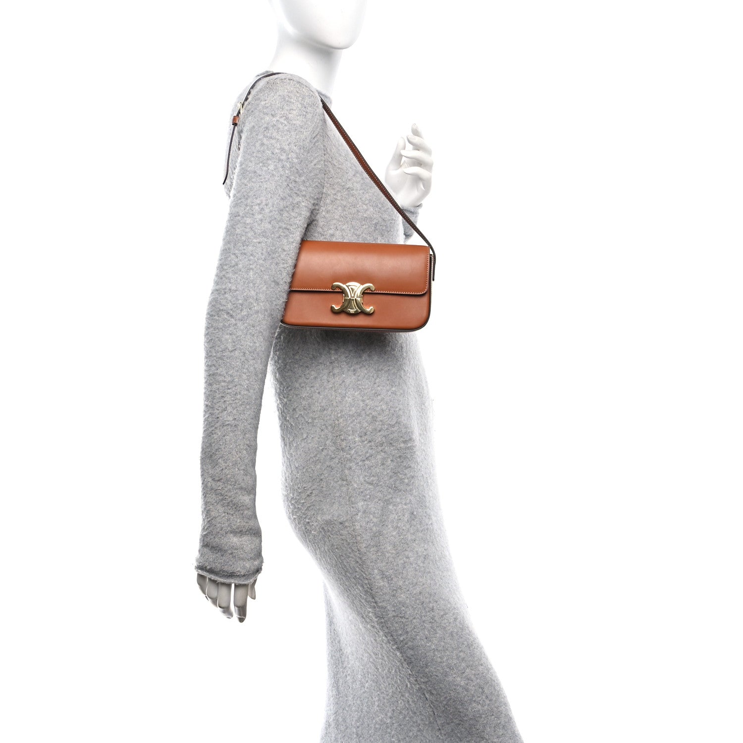 Natural Calfskin Triomphe Shoulder Bag Tan