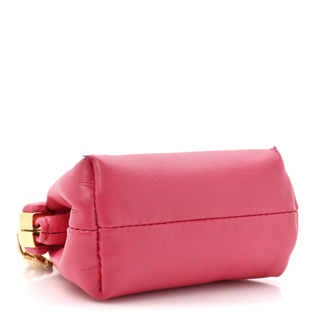 Shiny Nappa Nano Fendi First Bag Charm Lampone