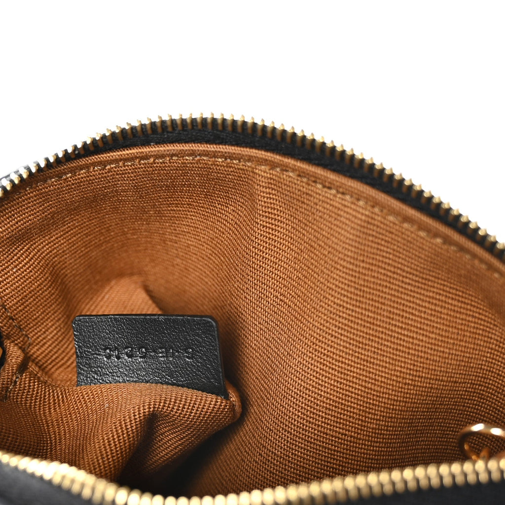Triomphe Canvas Logo Coin and  Pouch With Hook Black