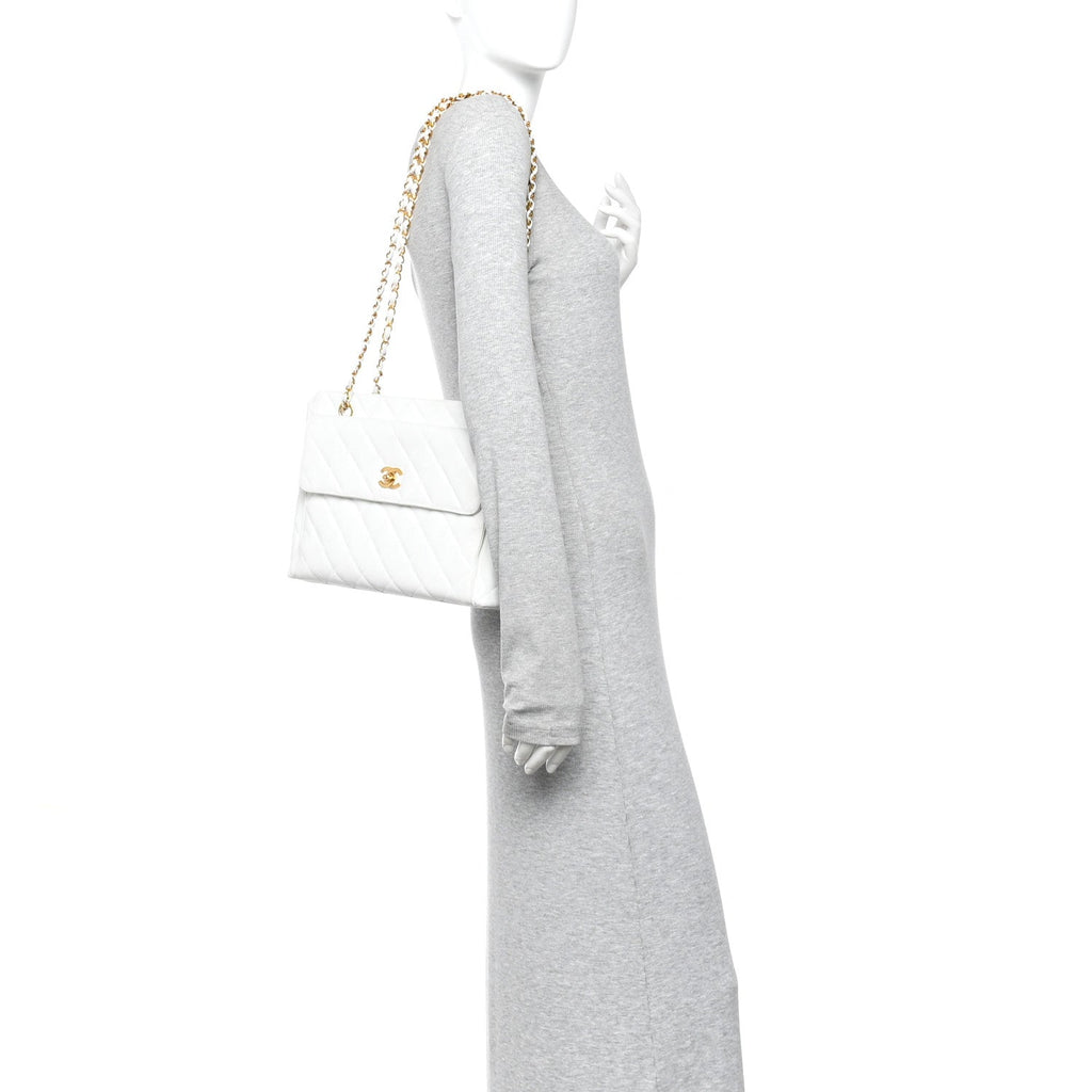Caviar CC Shoulder Bag White