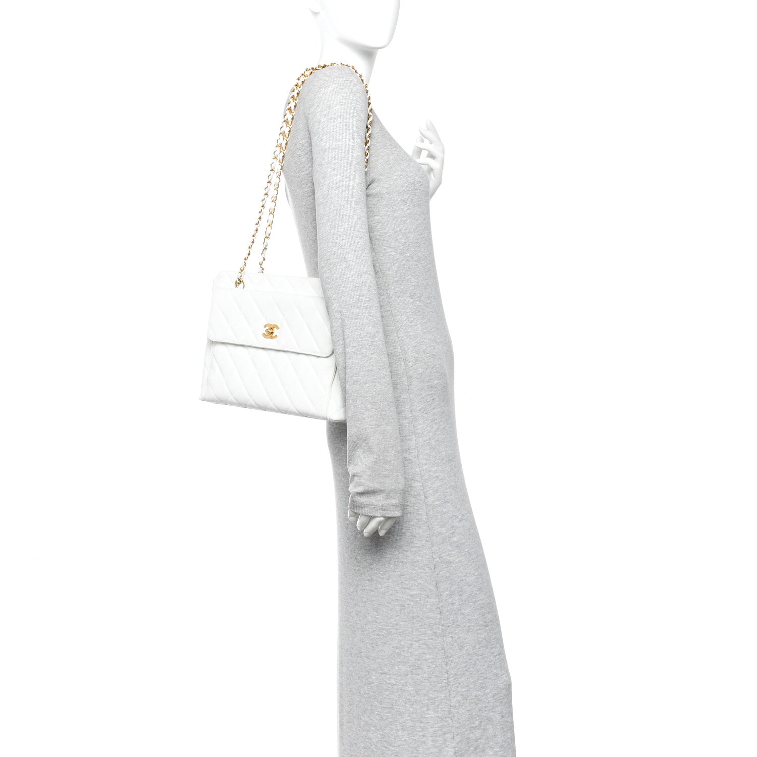 Caviar CC Shoulder Bag White