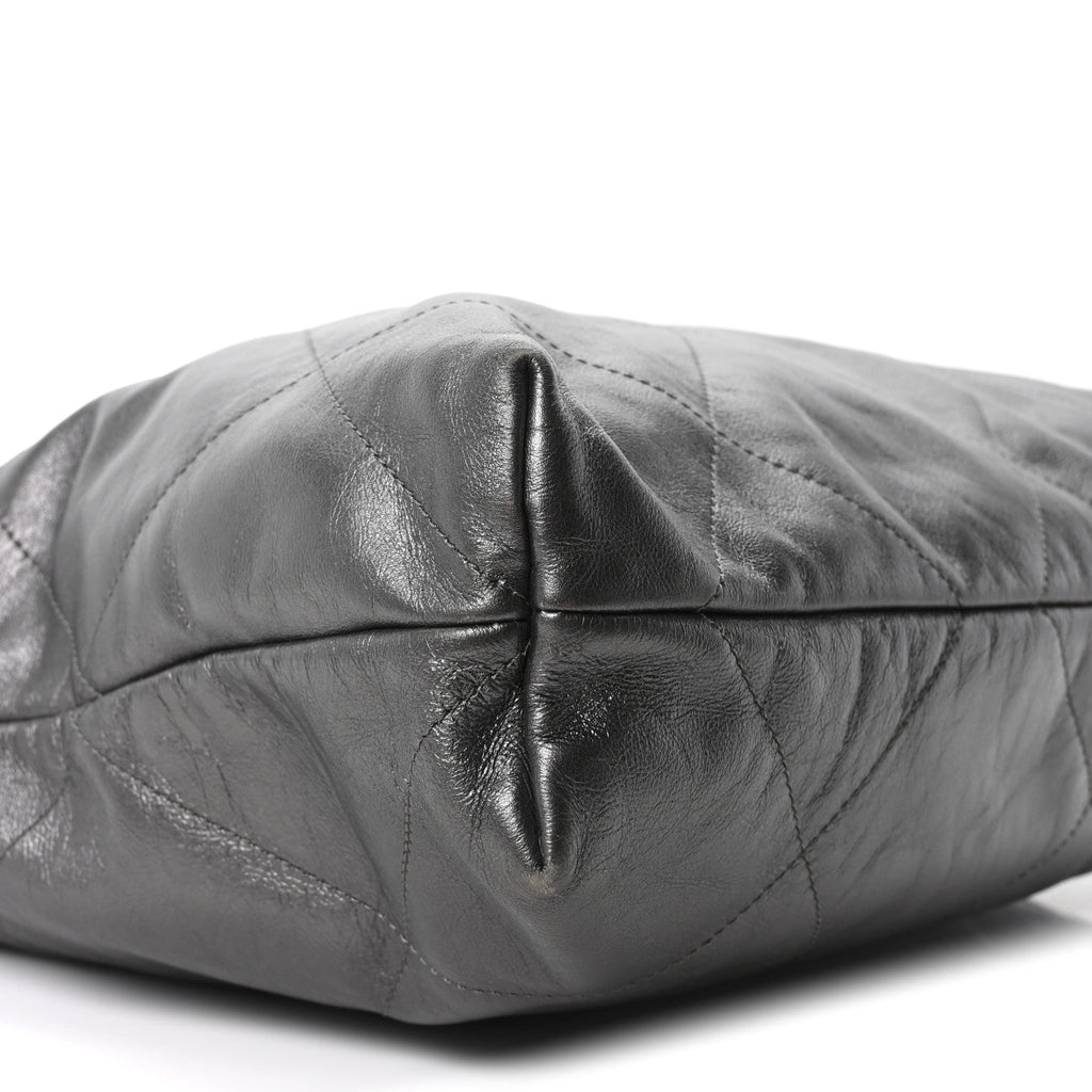 Shiny Calfskin Quilted Chanel 22 Dark Grey