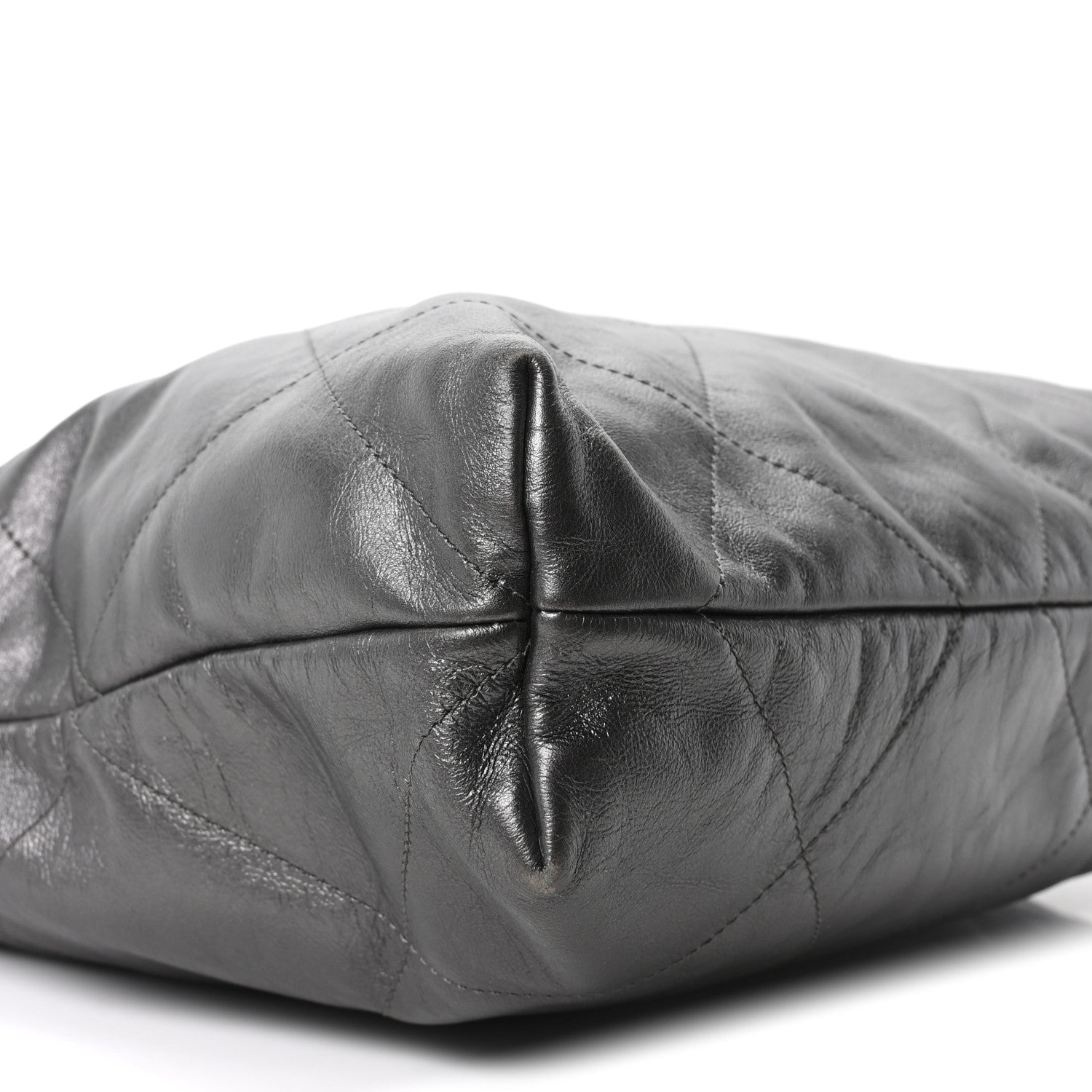 Shiny Calfskin Quilted Chanel 22 Dark Grey