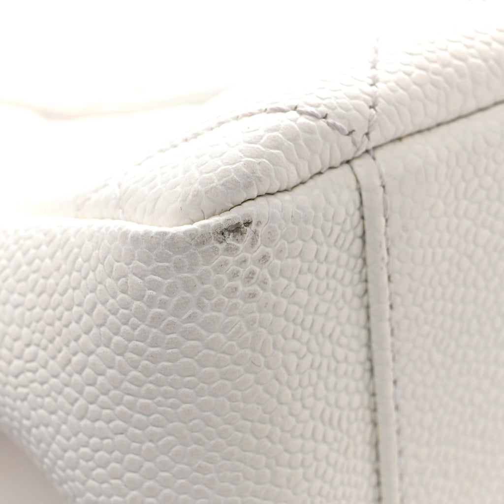 Caviar Quilted Grand Shopping Tote GST White