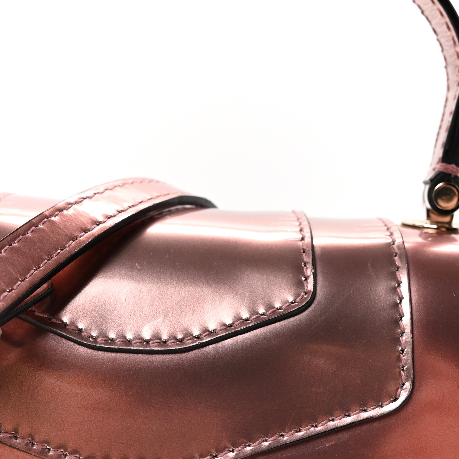 Metallic Calfskin Serpenti Forever Top Handle Rose Quartz