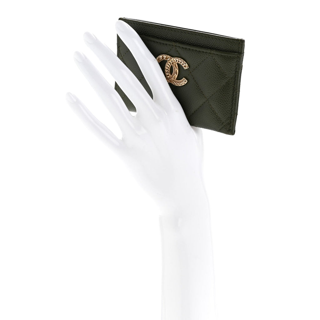 Caviar Quilted Multi Chain  Holder Khaki
