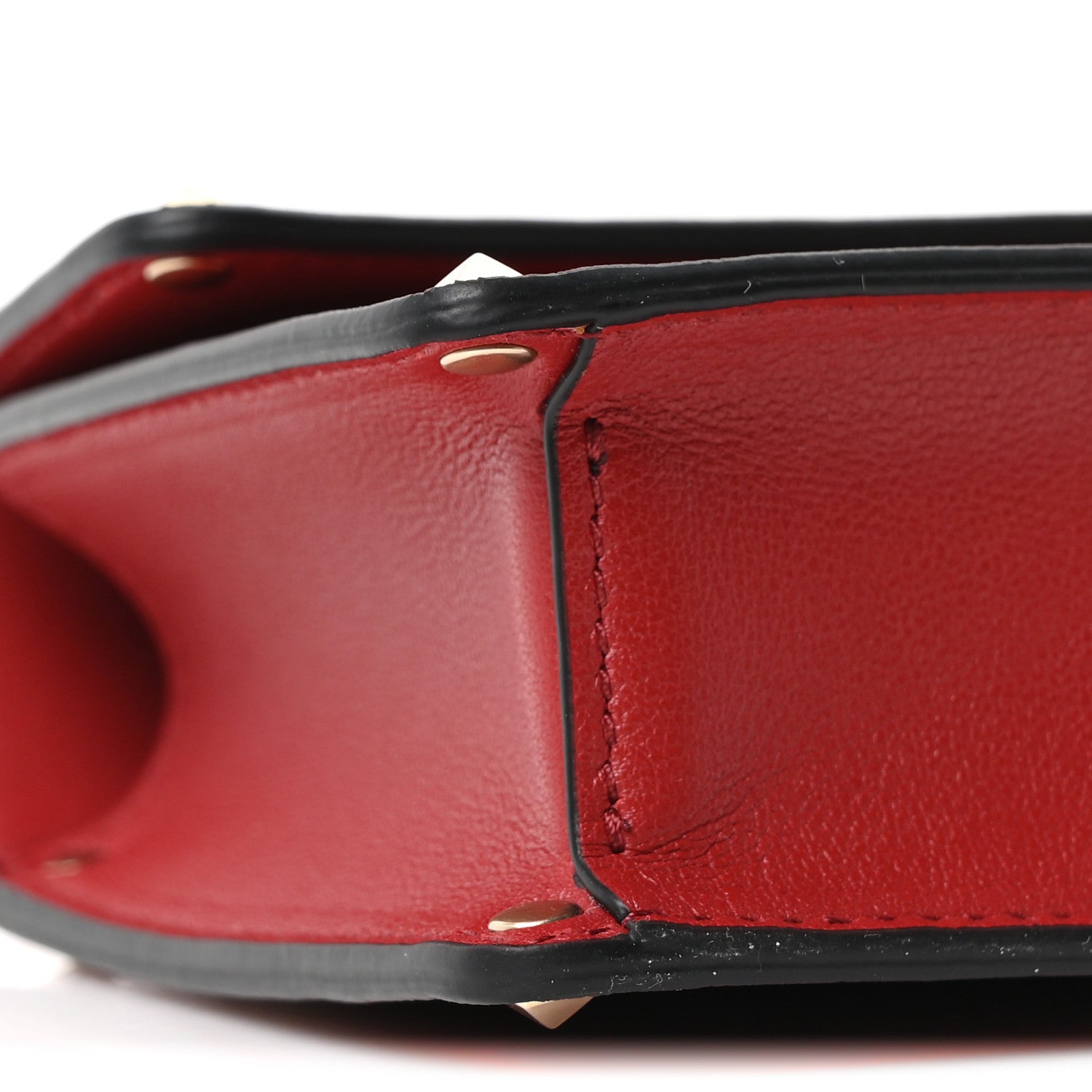 Vitello Rockstud Mini Top Handle Bag Red