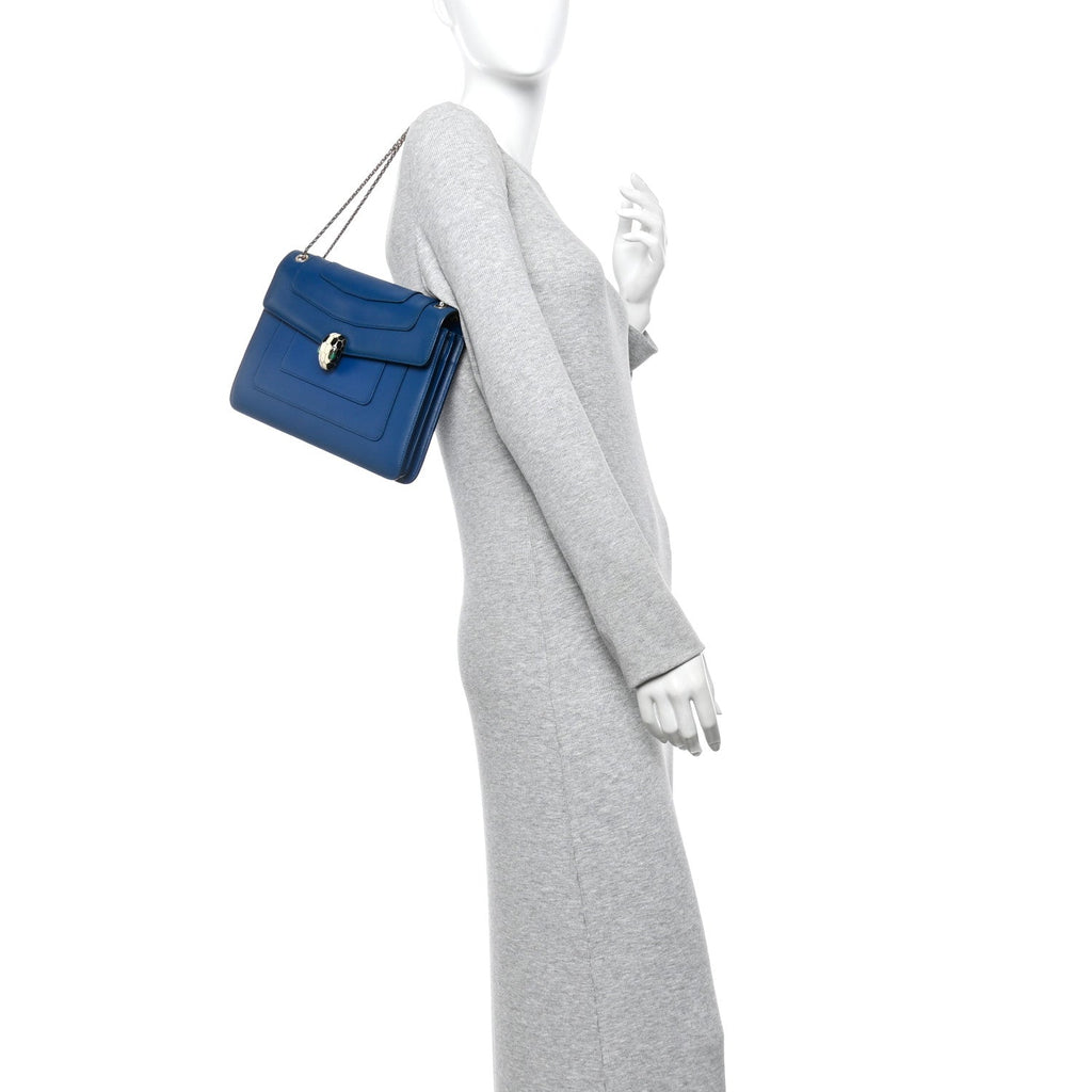 Calfskin Serpenti Forever Shoulder Bag Navy