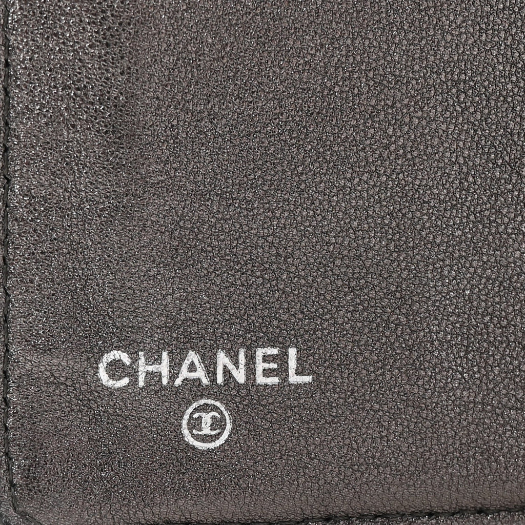 Metallic Aged Calfskin Quilted Reissue Yen Wallet Silver