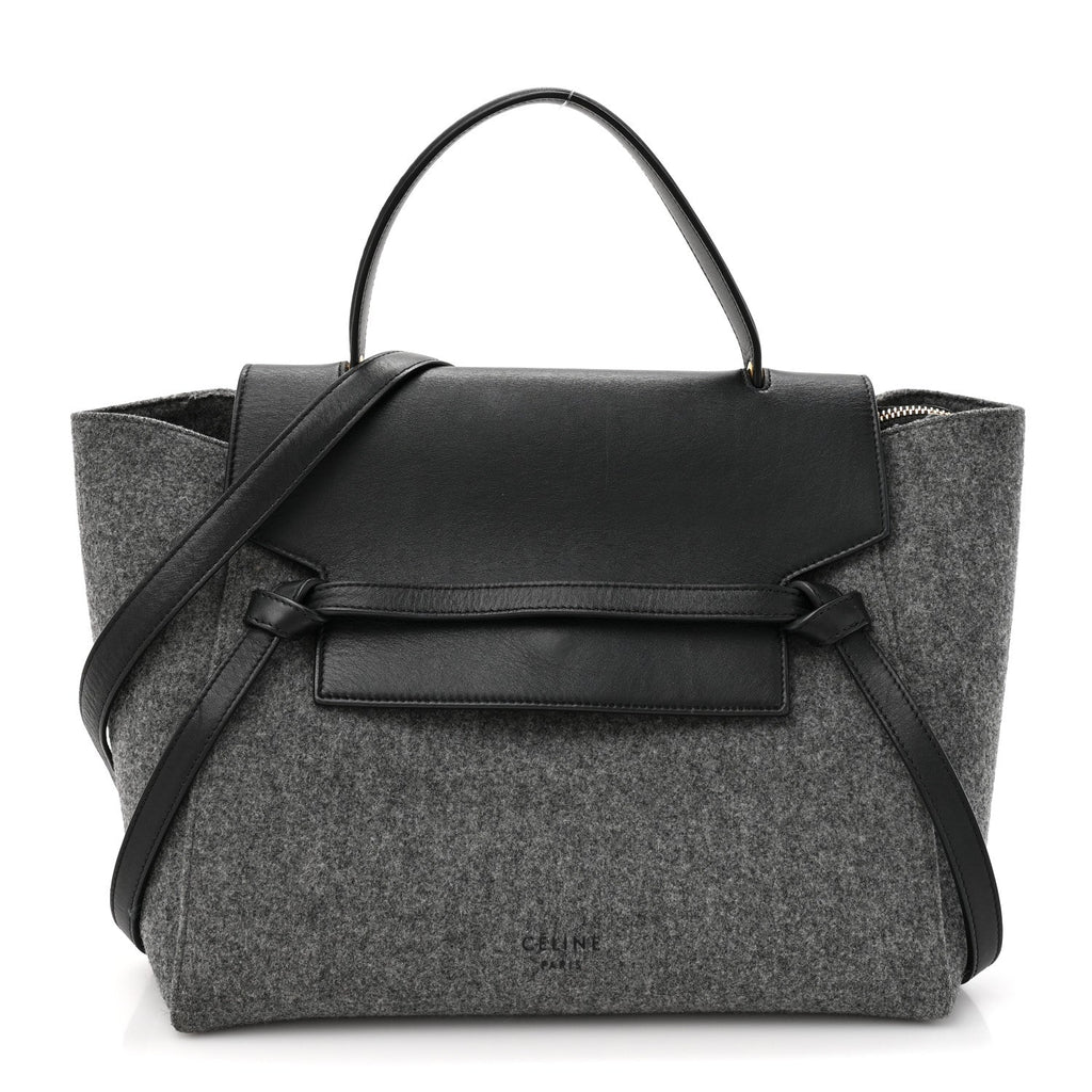 Felt Smooth Calfskin Mini Belt Bag Grey Black