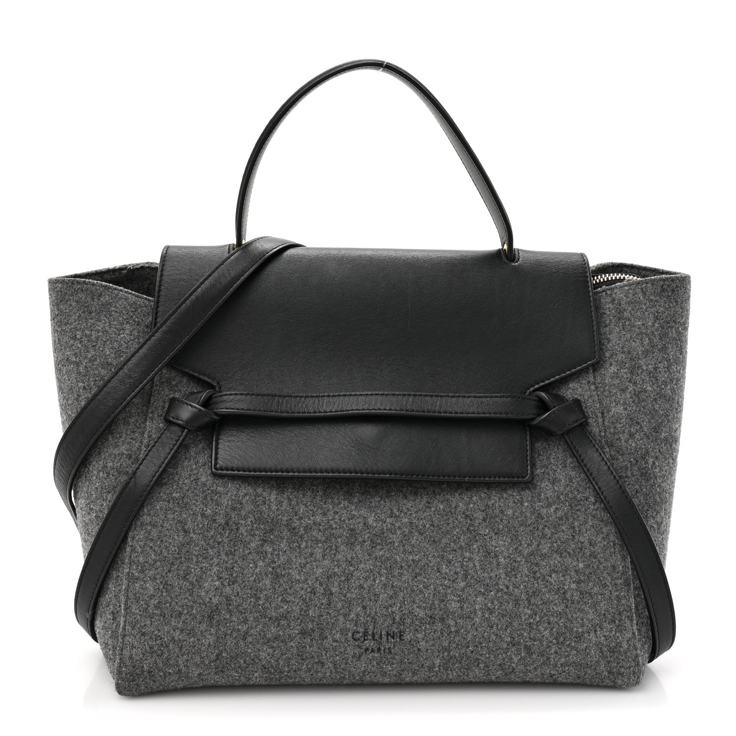 Felt Smooth Calfskin Mini Belt Bag Grey Black