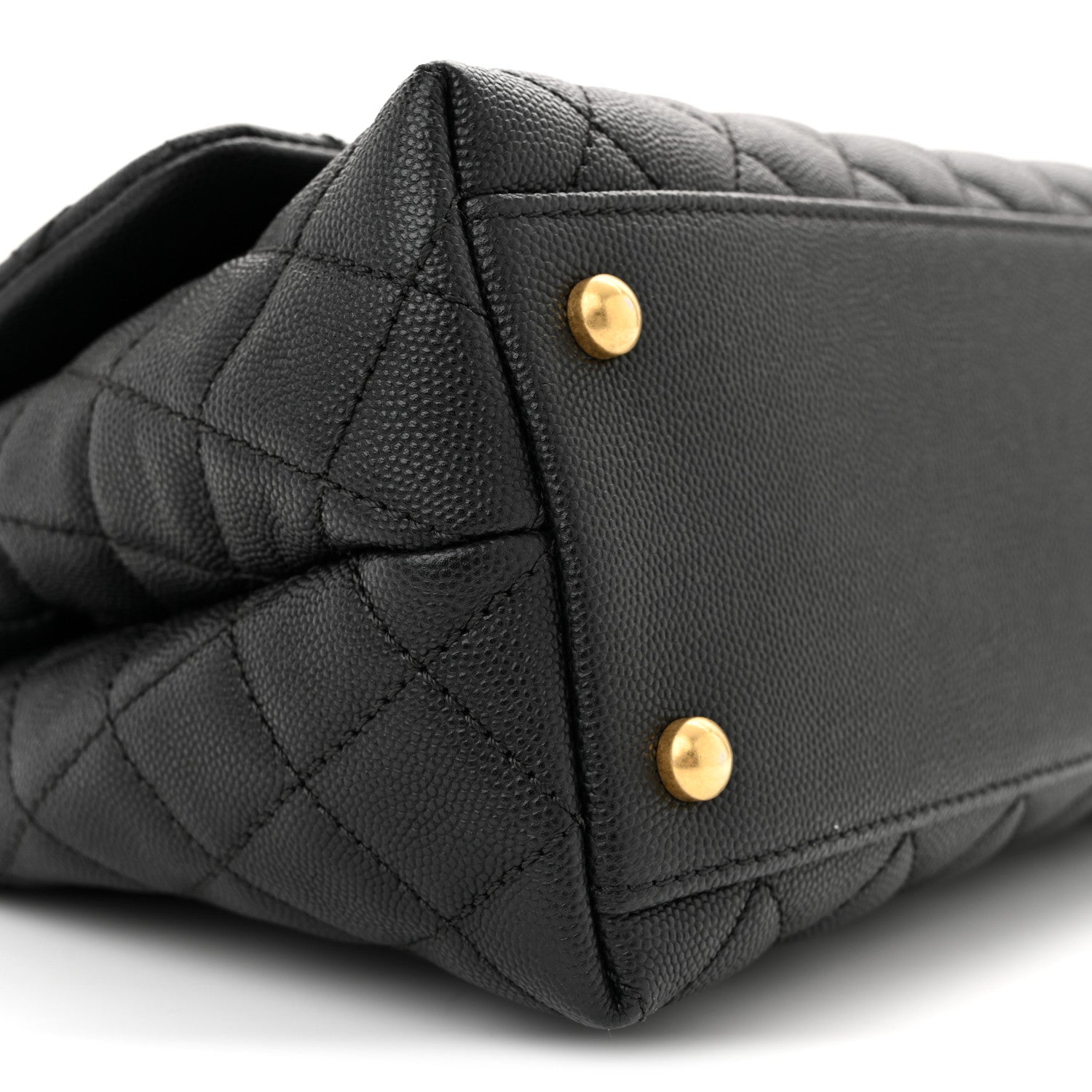 Caviar Quilted Small Coco Handle Flap Black