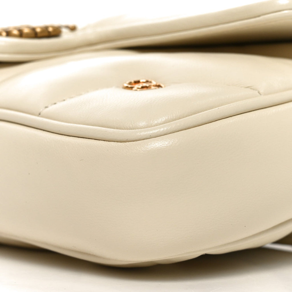 Calfskin Matelasse Double G Studs Mini Torchon GG Marmont Shoulder Bag White