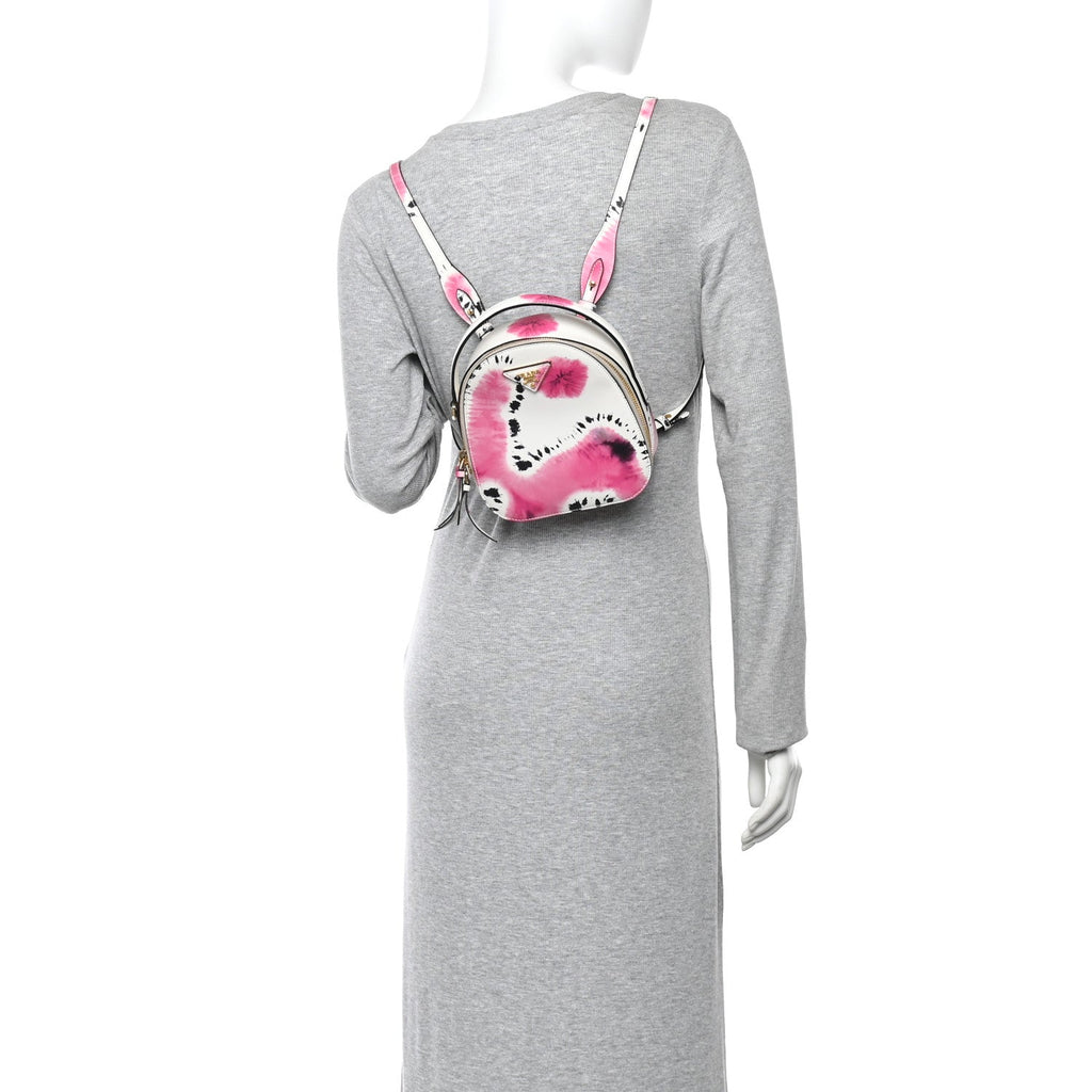 City Calfskin Tie Dye Print Mini Odette Backpack White Pink Black