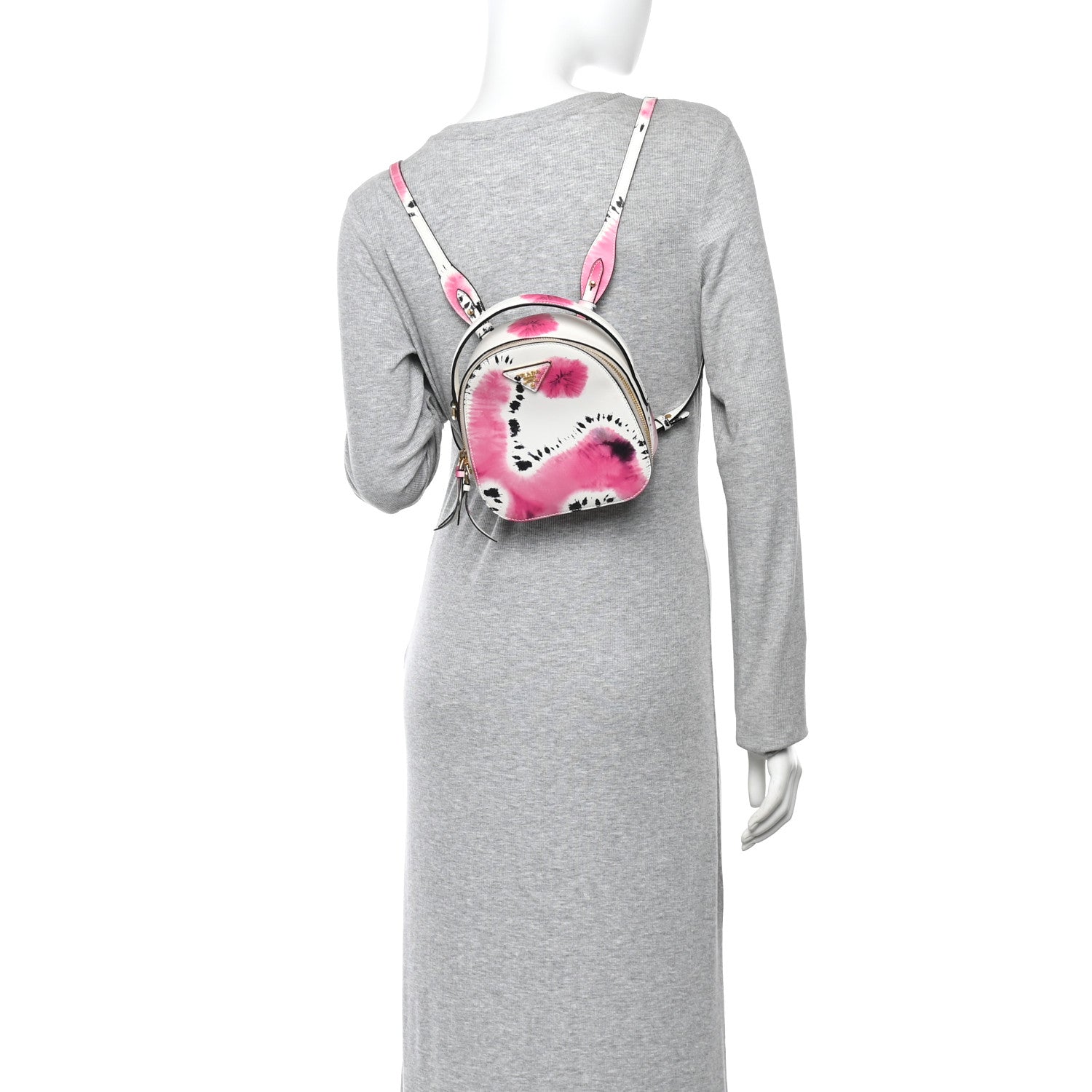 City Calfskin Tie Dye Print Mini Odette Backpack White Pink Black