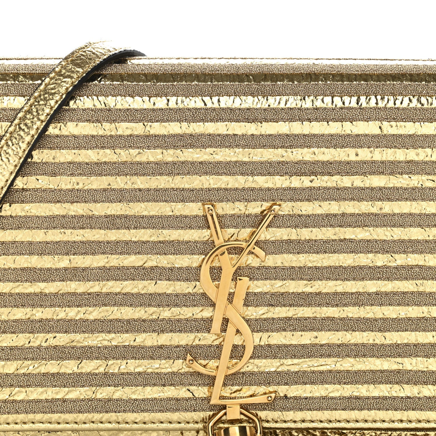 Metallic Goatskin Lambskin Classic Monogram Kate Tassel Chain Wallet Gold