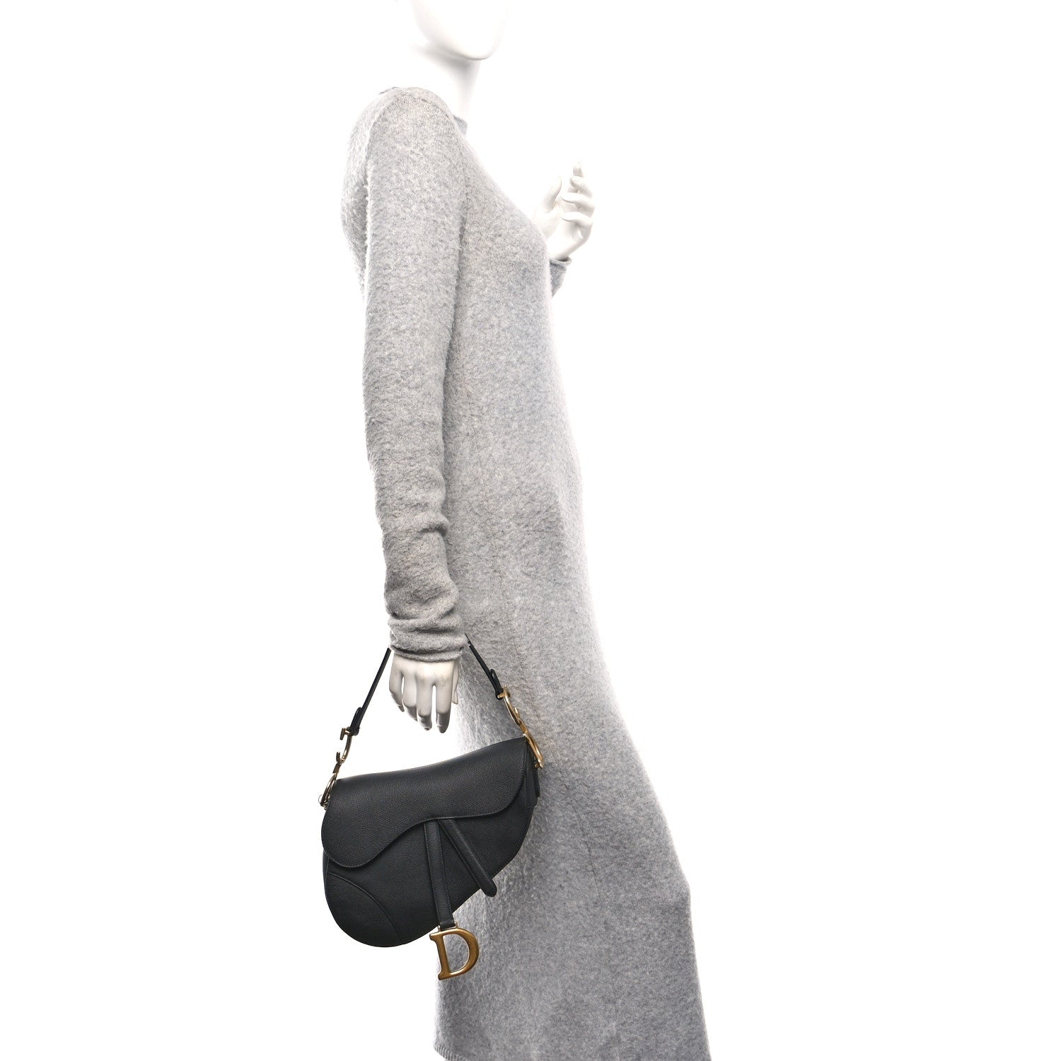 Grained Calfskin Saddle Bag Black