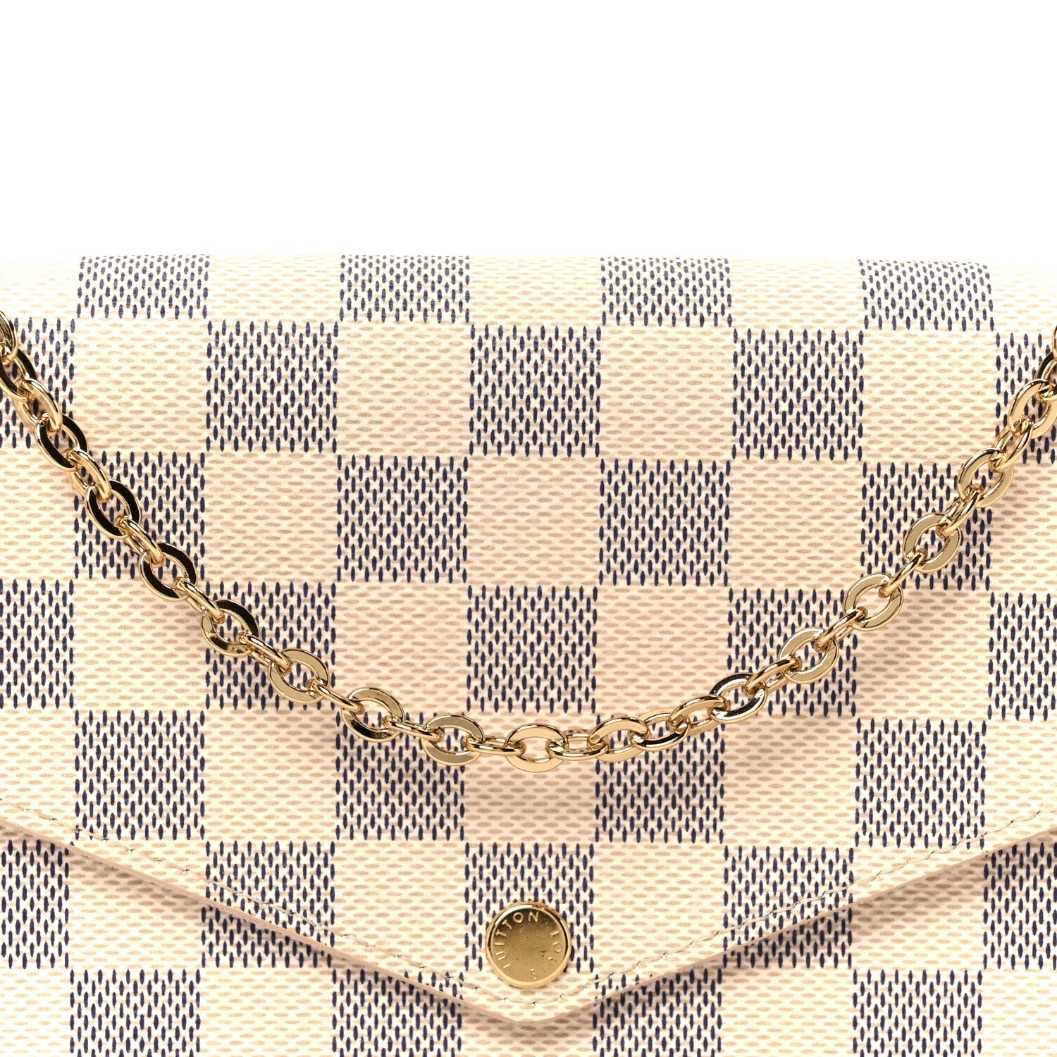 Damier Azur Pochette Felicie Chain Wallet Rose Ballerine