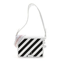 Saffiano Striped Mini Diag Binder Clip Bag White Black