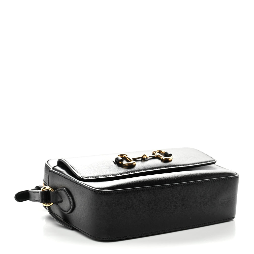 Textured Calfskin Small Horsebit 1955 Shoulder Bag Black