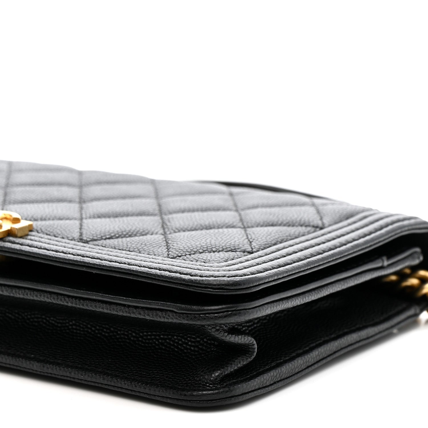 Caviar Quilted Boy Wallet On Chain WOC Black