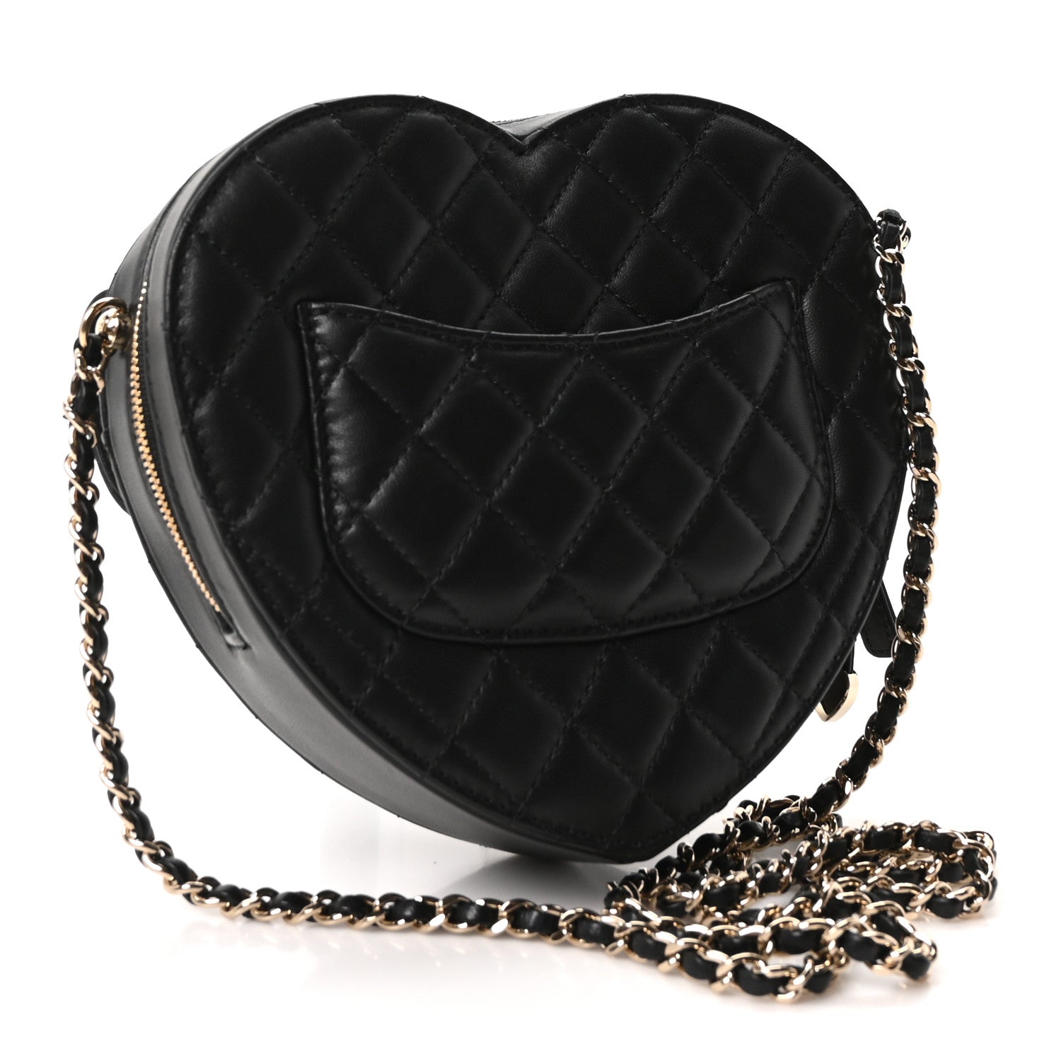 Lambskin Quilted Large CC In Love Heart Bag Black