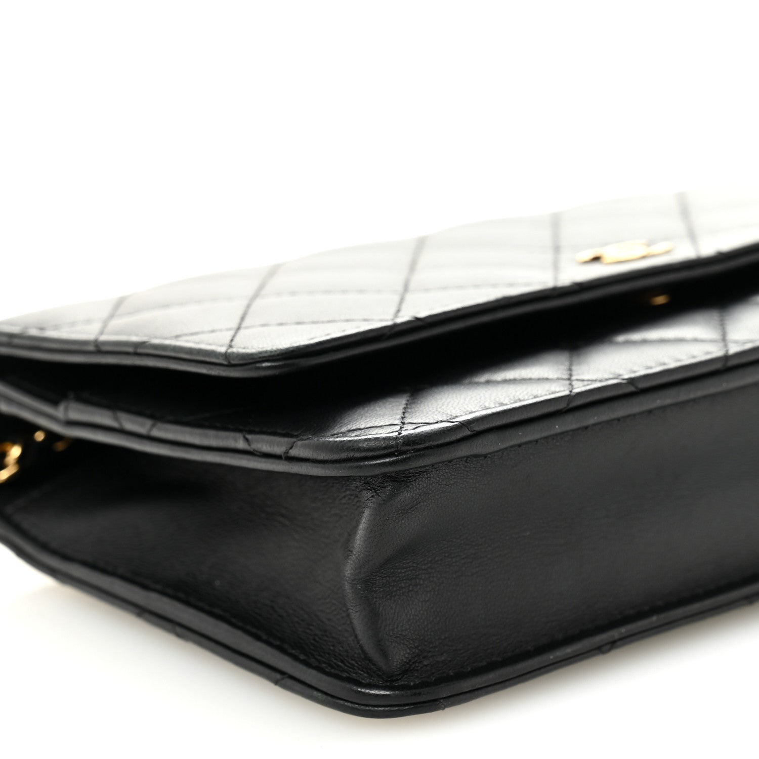 Lambskin Quilted Wallet On Chain WOC Black