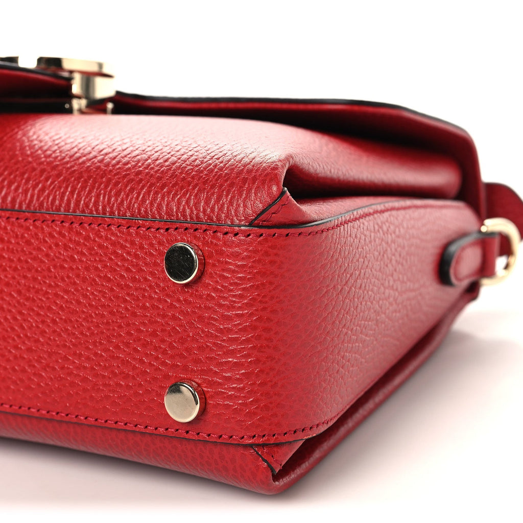 Dollar Calfskin Interlocking G Top Handle Shoulder Bag Red
