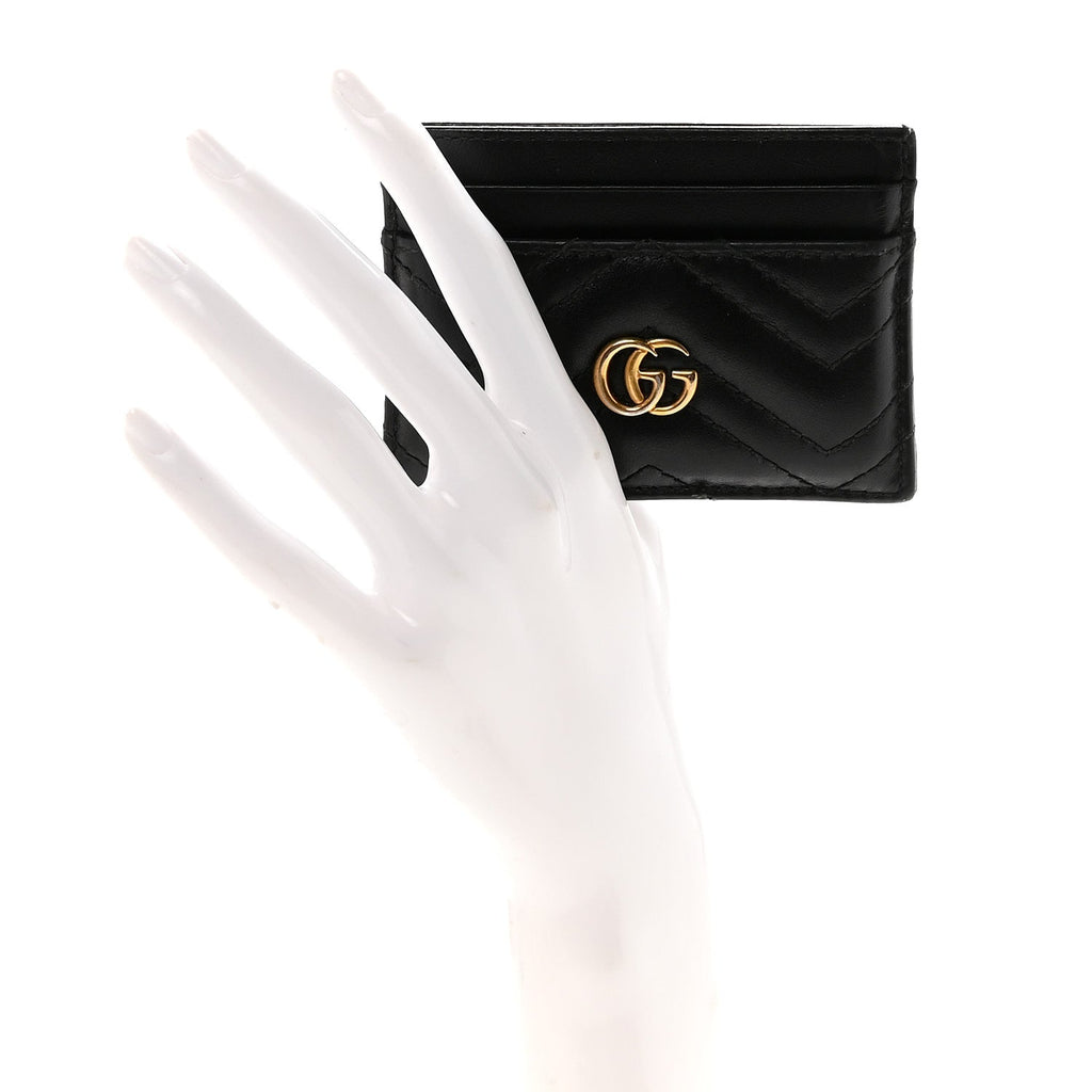 Calfskin Matelasse GG Marmont  Holder Black
