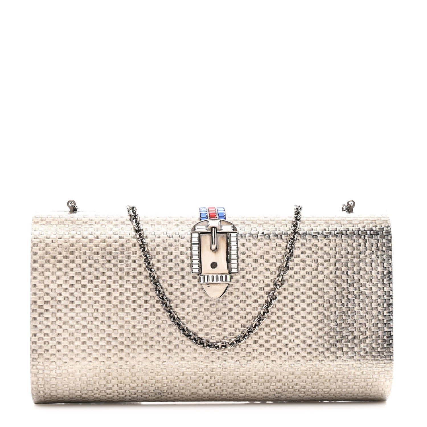 Metal Crystal Buckle Small Chain Shoulder Bag Silver