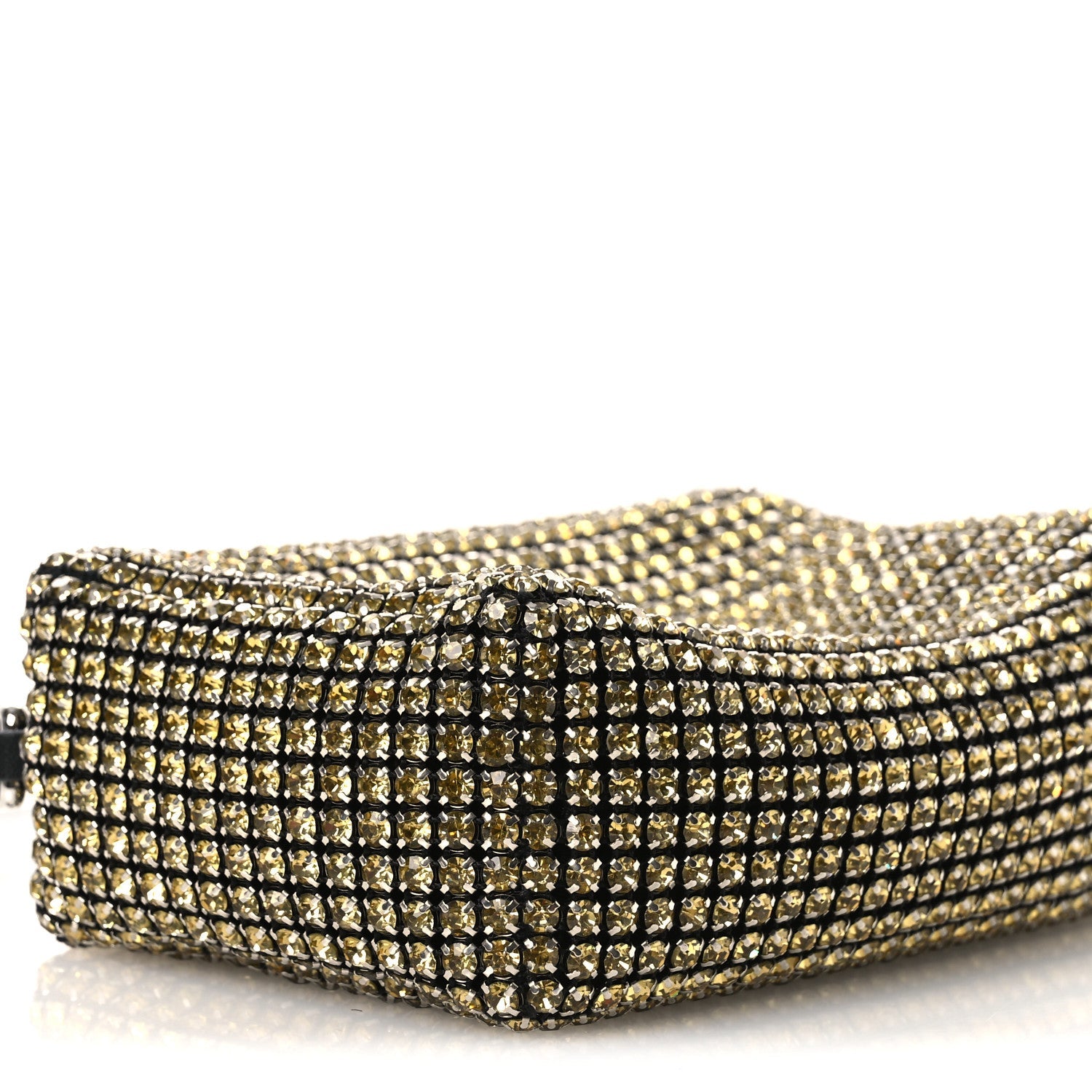 Mesh Crystal Rhinestone Medium Heiress Pouch Porcelain