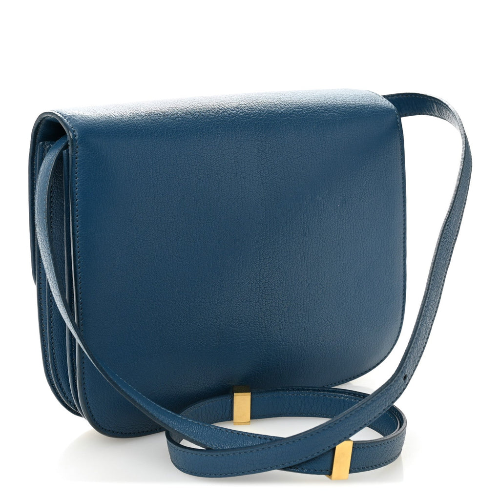 Goatskin Calfskin Medium Classic Box Flap Bag Deepsea
