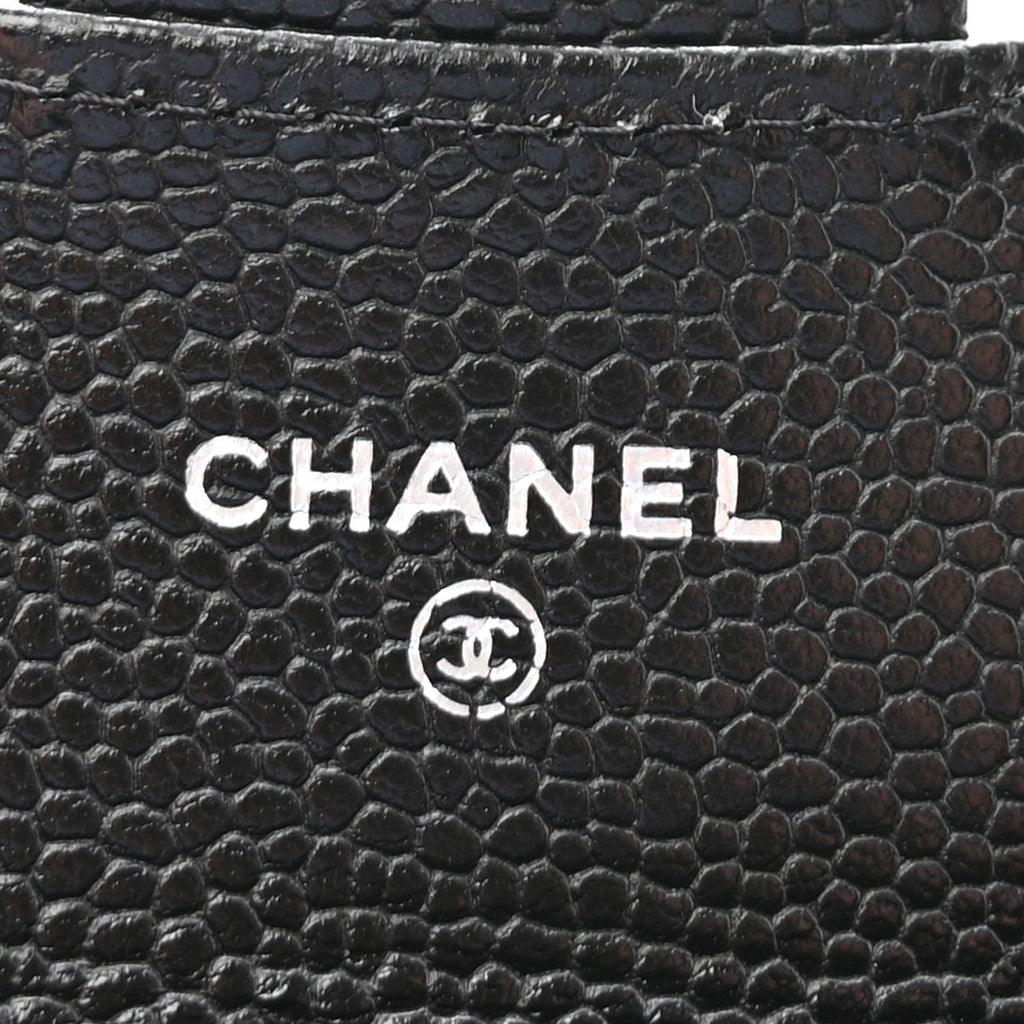 Caviar Quilted Flap  Holder Wallet Black