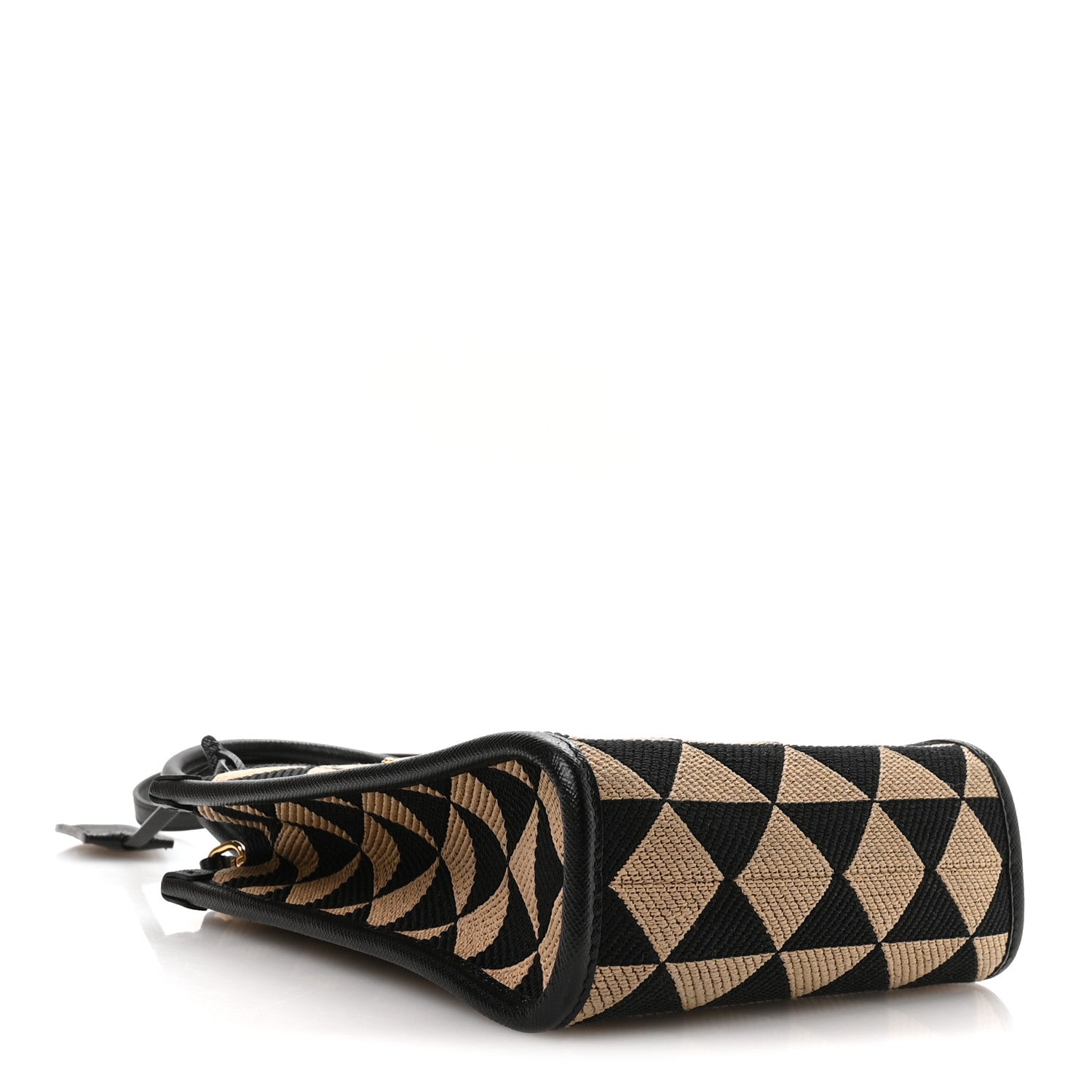 Jacquard Saffiano Triangolo Symbole Embroidered Mini Tote Black Corda